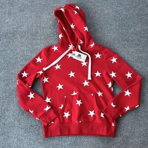 Reflex Hoodie Womens Medium Red White Star Print Pullover Sweatshirt Cozy
